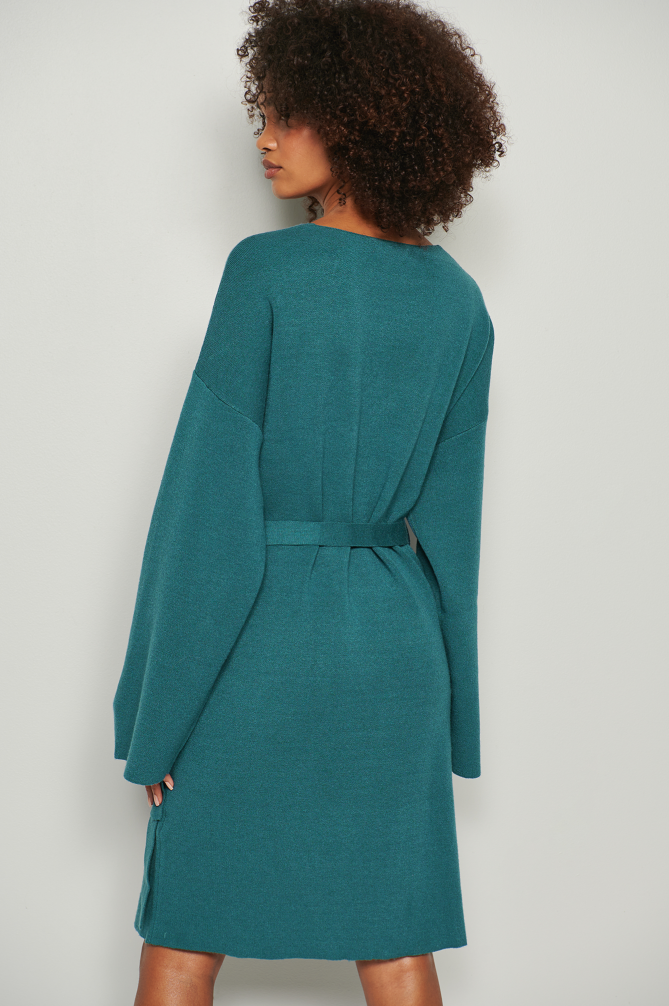 Wrap Knitted Midi Dress Green | na-kd.com